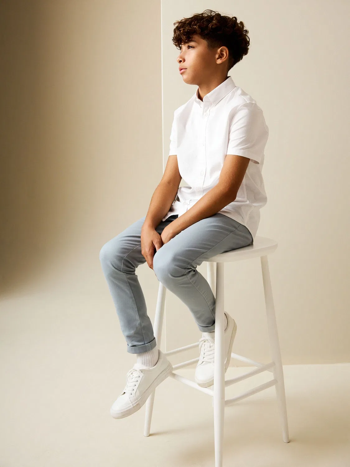 Брюки чинос, узкий крой, Stretch Chino Trousers Next, светло-синие — фото 3