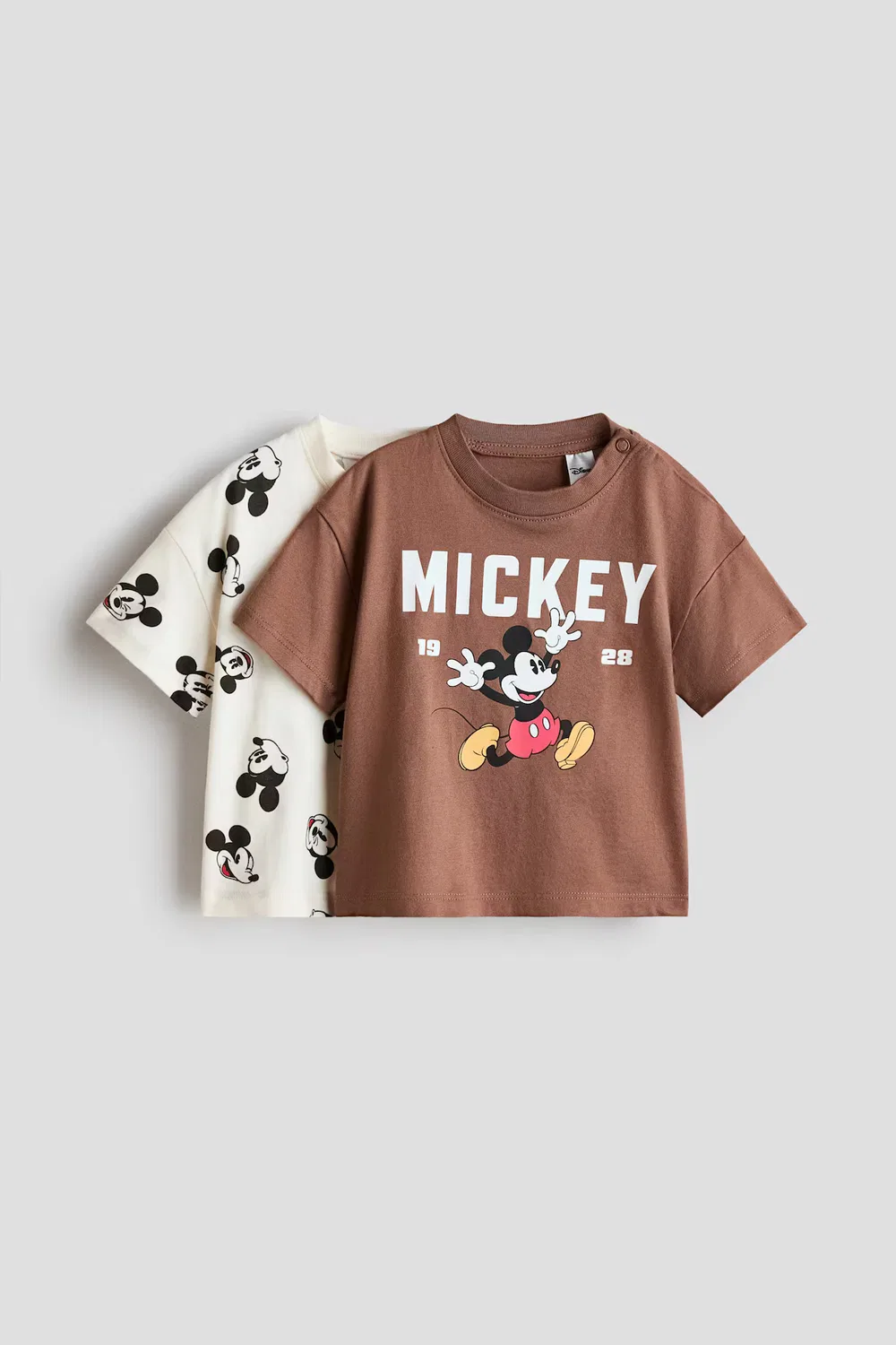 Набор из 2 футболок с принтом H&M, Braun/Micky Maus