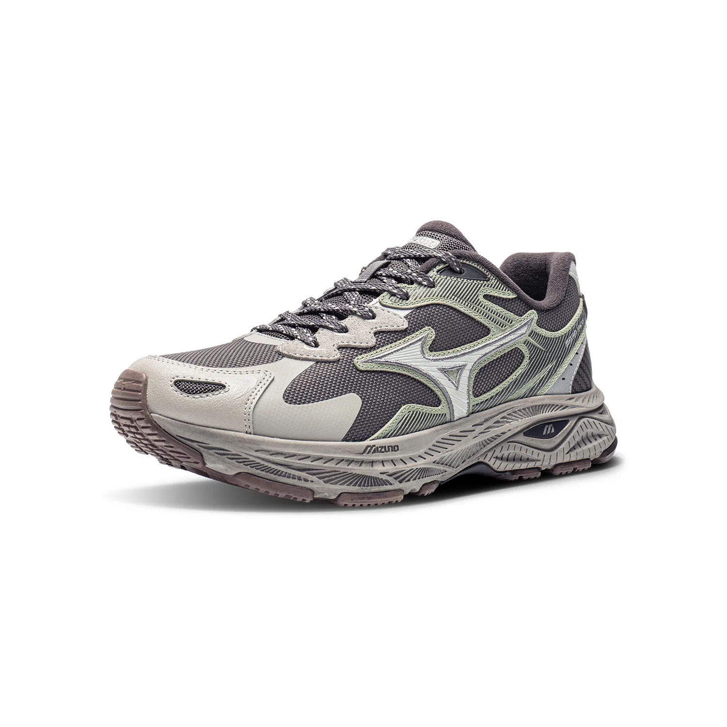 Детские кроссовки для бега Mizuno Racer S, Dark Gray/Cumulus Gray/Moss Green — фото 3