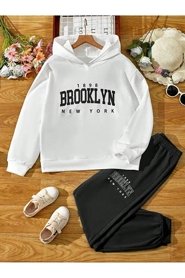 Детский спортивный костюм для девочек с принтом BrooklynL Bymeer, Black And White