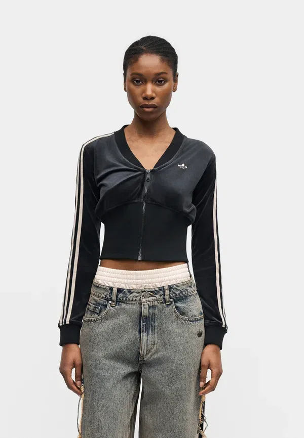 Толстовка с V-образным вырезом и застежкой-молнией Adidas Originals, черный — фото 3
