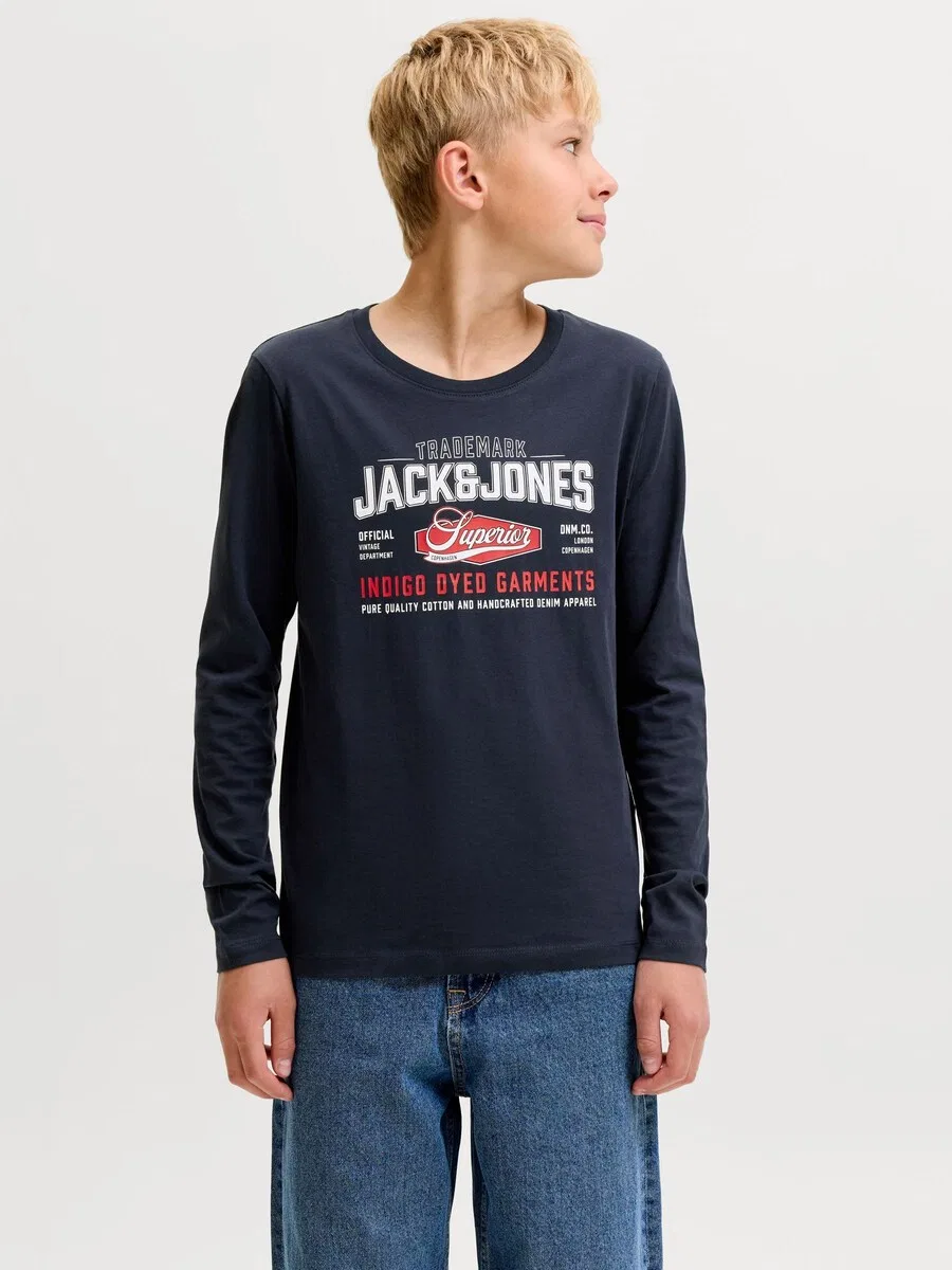 Детская рубашка, темно-синего цвета Jack & Jones Junior — фото 3