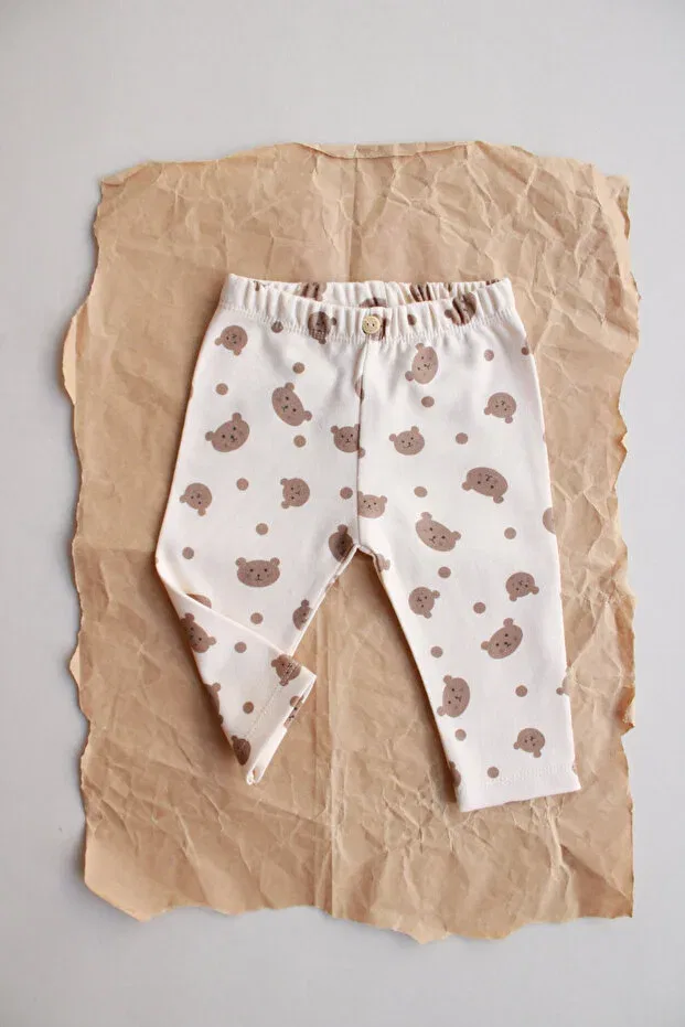 Детские леггинсы для девочек с принтом Teddy Bear Printed Oh La La Koala For Little Ones, Nude Color — фото 2