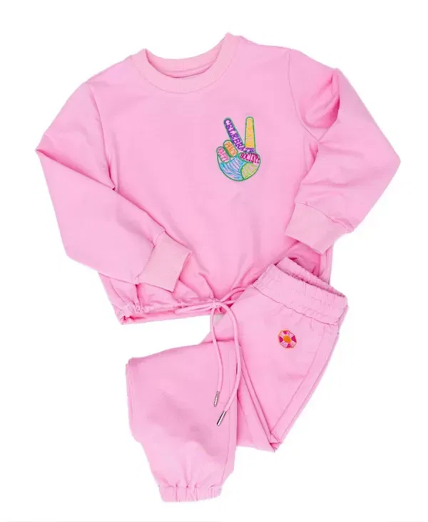 Детский комплект для девочек с принтом Peace Embroidered Sunshine Society, розовый
