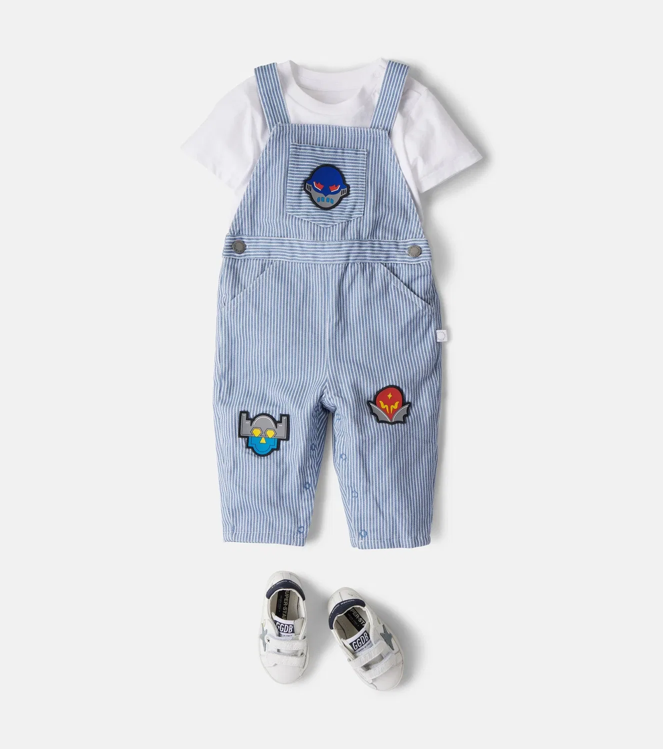 Детский джинсовый комбинезон с аппликацией Stella Mccartney Kids, синий — фото 2
