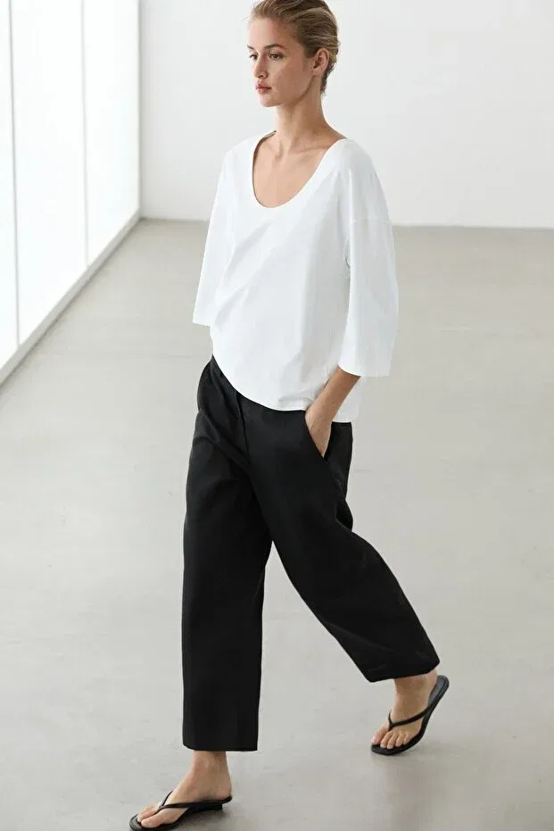 Женские узкие брюки из лиоцелла Massimo Dutti, Black — фото 3