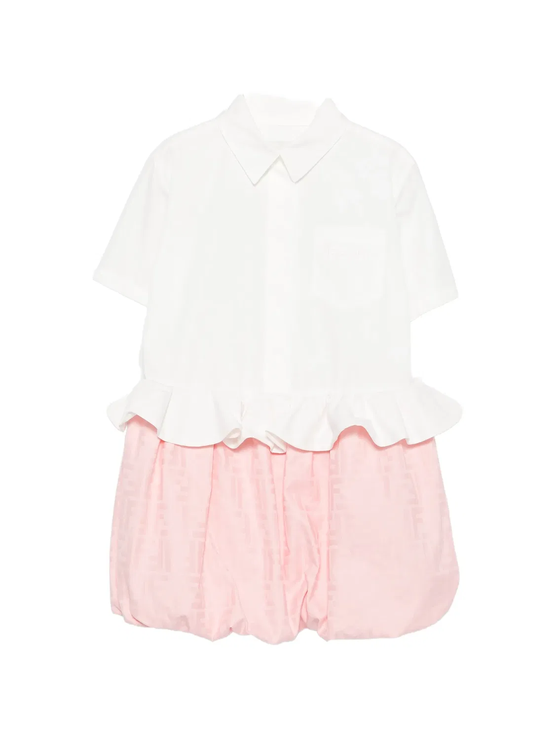 Платье с оборками и принтом логотипа FF Fendi Kids, белый