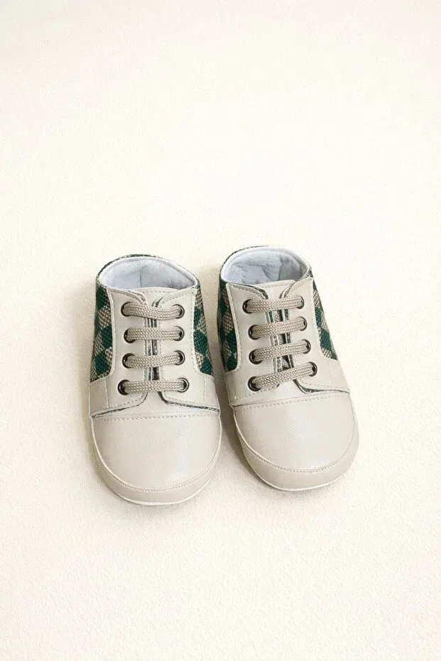 Детские туфли для девочек с принтом Numix Baby Kids, Green Beige — фото 2