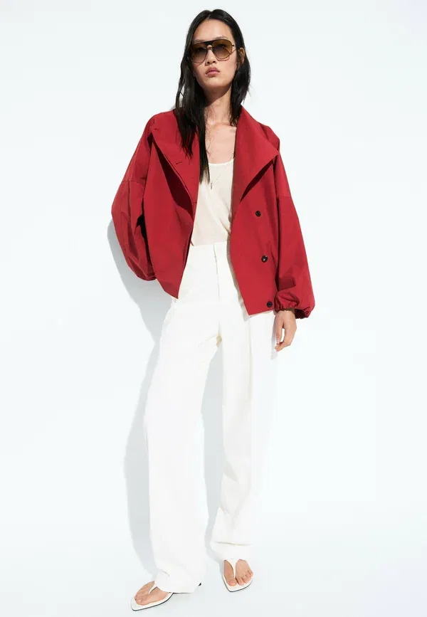Куртка с высоким воротником Summer jacket Massimo Dutti, красный — фото 2