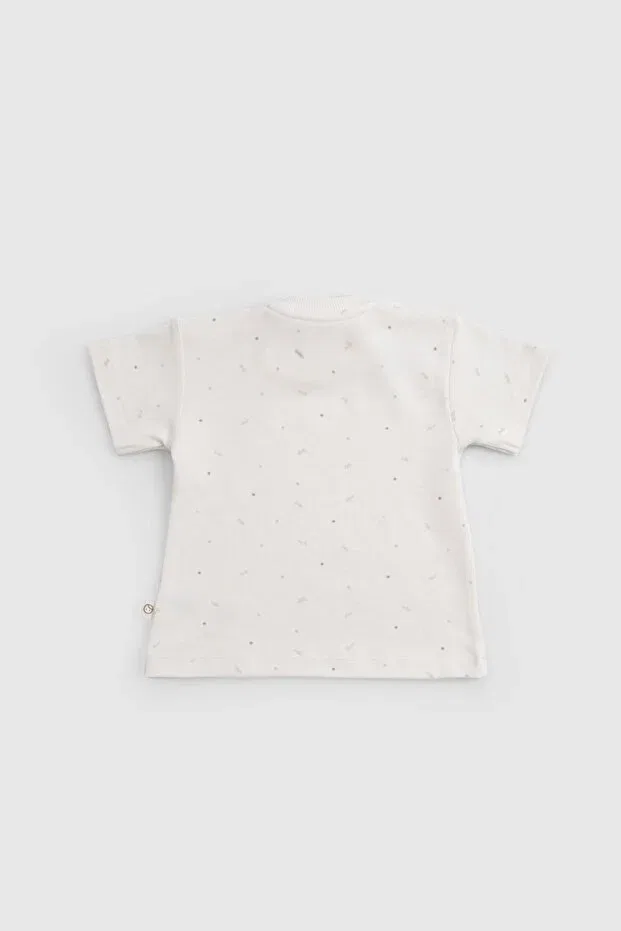 Детская футболка с принтом Organic Cotton Twig Ecru Baby Little Gusto, Ecru — фото 3