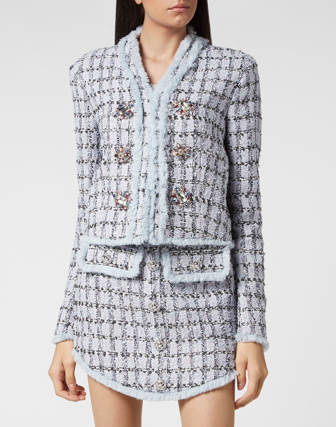 

Твидовый пиджак Philipp Plein, цвет Light Blue