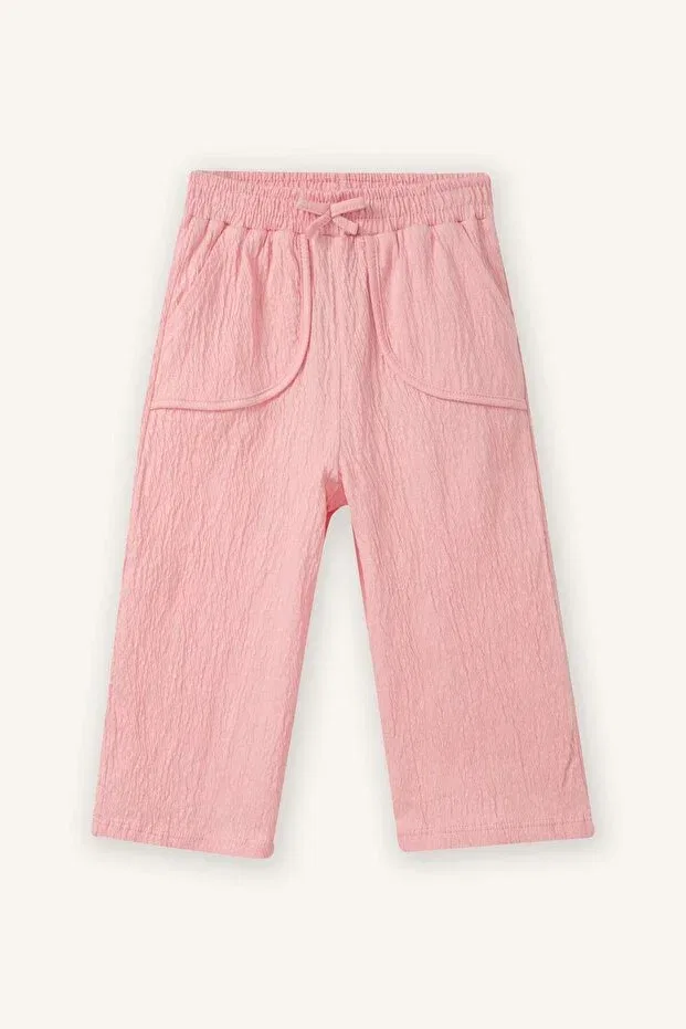 Детские брюки для девочек широкие с узором Defacto, Pink