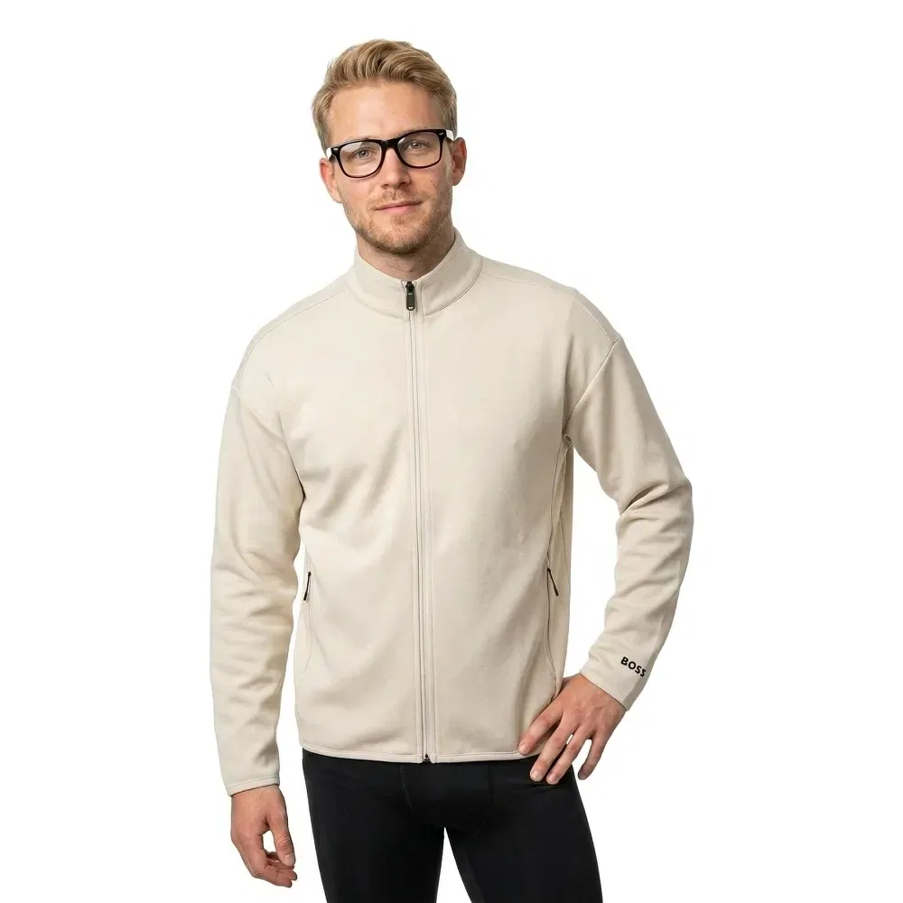 Худи BOSS Globe full zip Sweatshirt, бежевый — фото 2