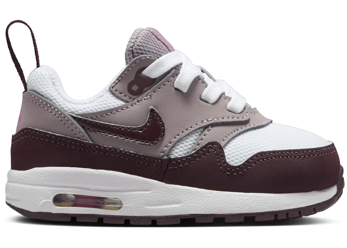 Детские кроссовки для активного отдыха Nike Air Max 1 EasyOn Nike, White/Light Violet Ore/Playful Pink/Burgundy Crush