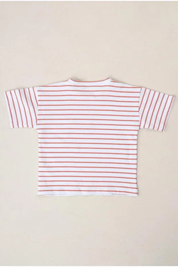 Детская футболка полосатая для мальчиков Mioma Kids, Orange — фото 2