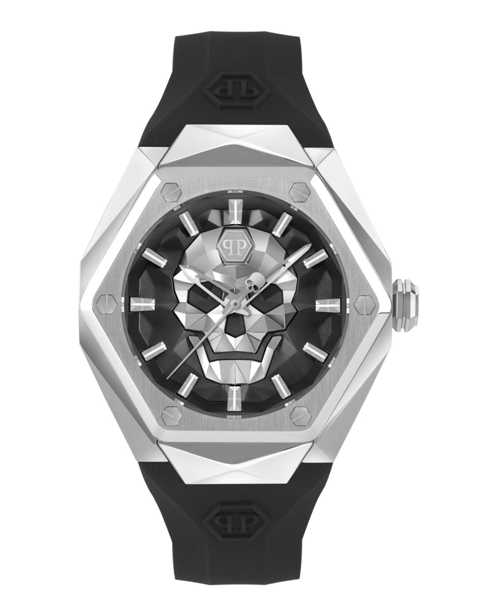 

Силиконовые часы $kull Spikes PHILIPP PLEIN, цвет black/stainless steel/black