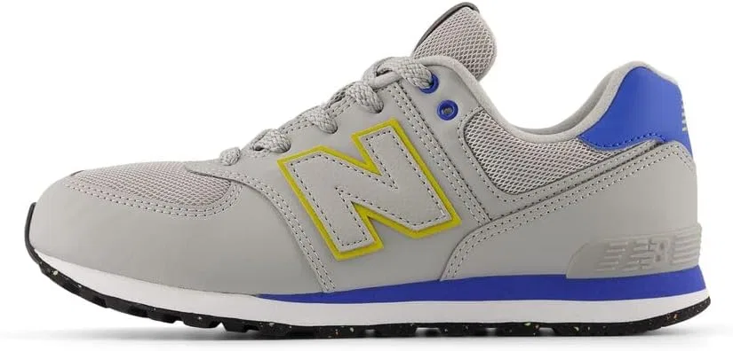 Детские кроссовки для девочек со шнуровкой 574 V1 New Balance, Raincloud/Blue Bird — фото 2