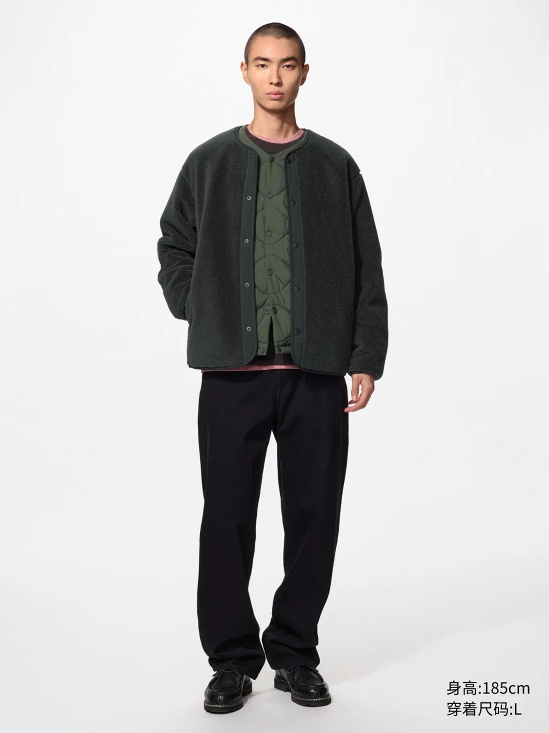 Кардиган на молнии с длинным рукавом из флиса Uniqlo, темно-серый — фото 2