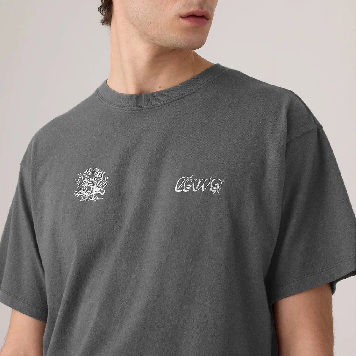 Винтажная футболка с графическим принтом Levi's, Levis Logo Grid Smoked Pearl - Grey — фото 2