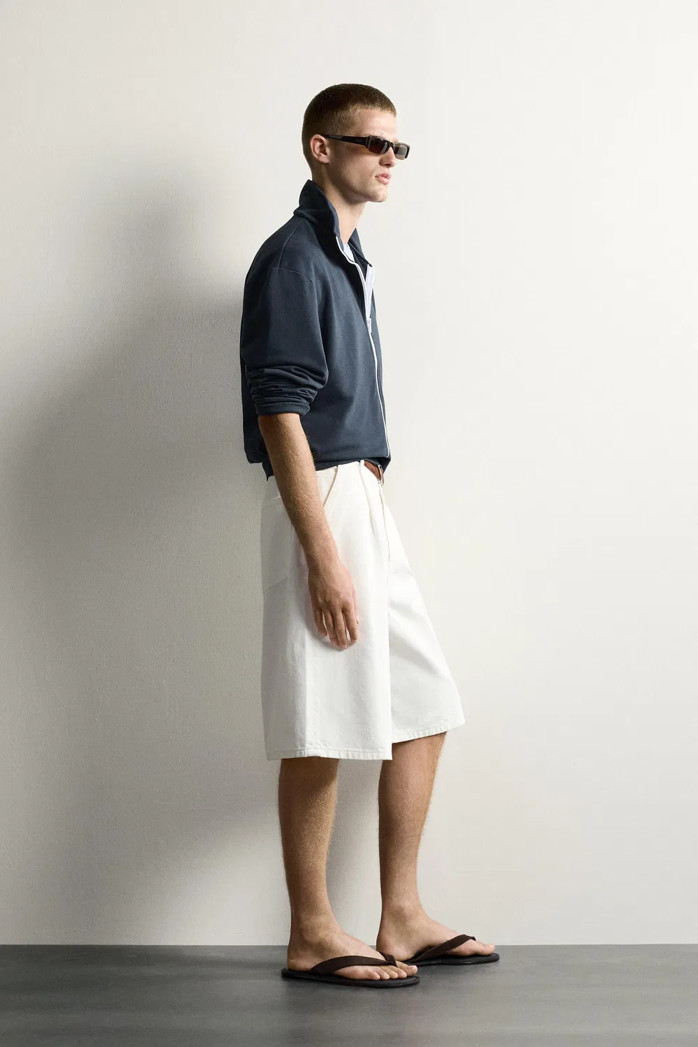 Толстовка Свободный крой, контрастная застежка-молния. ZARA, Blue — фото 4