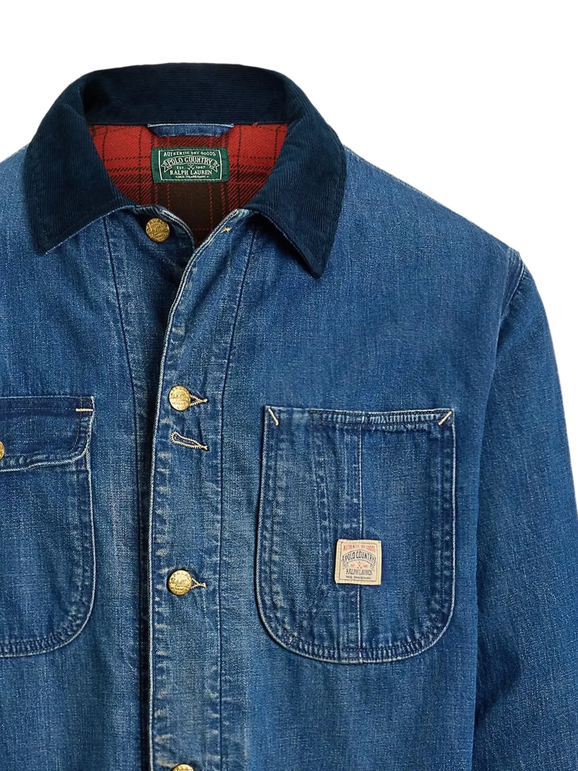 Джинсовая куртка с вельветовым воротником Polo Ralph Lauren, синий — фото 2