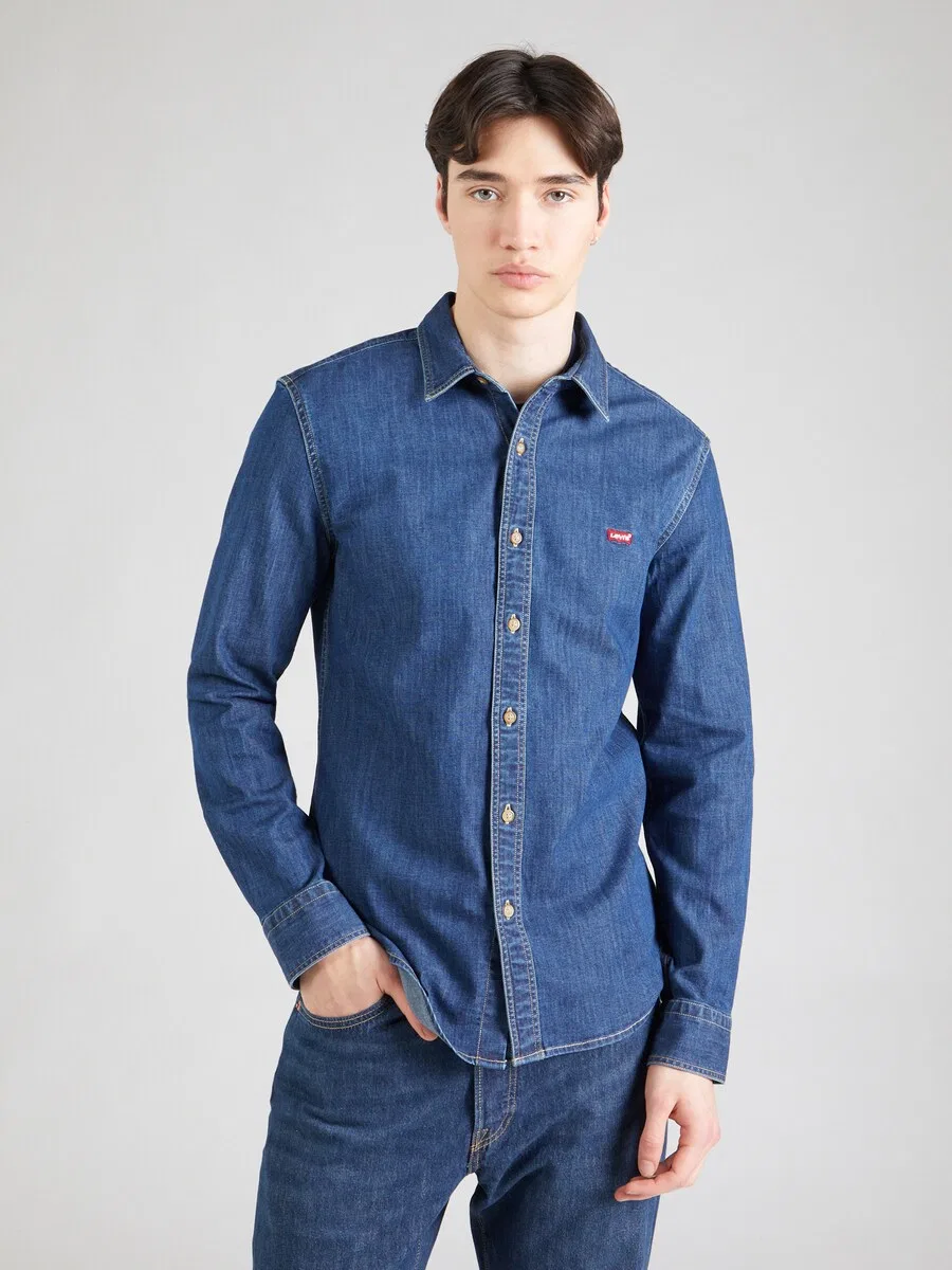 Рубашка LEVI'S Slim fit на пуговицах 'Battery Housemark Slim Fit Shirt', синий джинсовый материал — фото 3