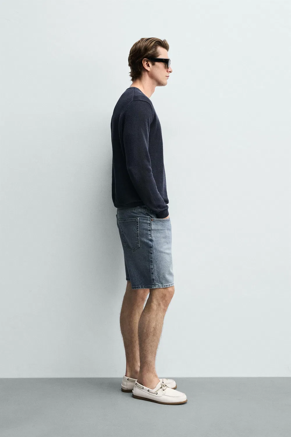 ДЖИНСОВЫЕ ШОРТЫ СТАНДАРТНОГО КРОЯ-БЕРМУДА ZARA, Mid-Blue — фото 4