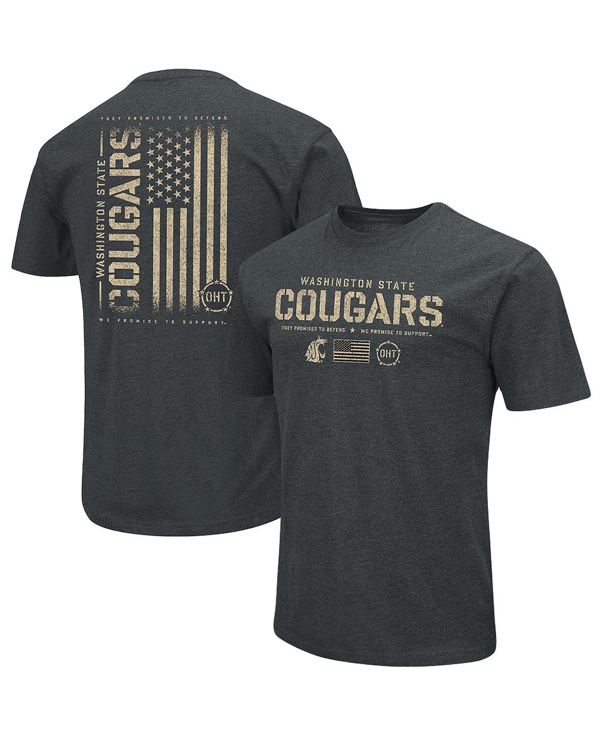 

Мужская черная футболка washington state cougars oht в стиле милитари с флагом признательности 2.0 в стиле милитари Colosseum, мульти