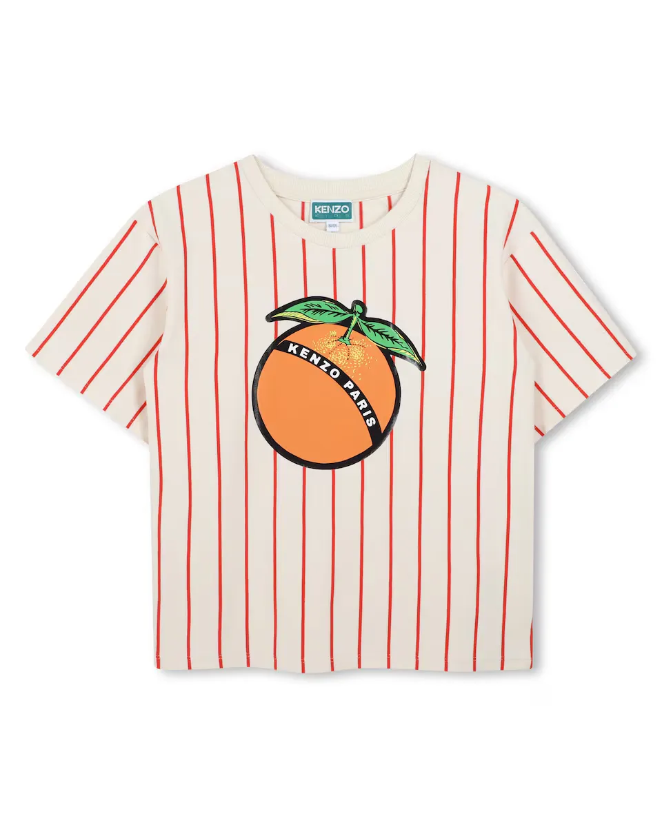 

Футболка из хлопка для девочек в полоску Kenzo Kids, цвет Rosa