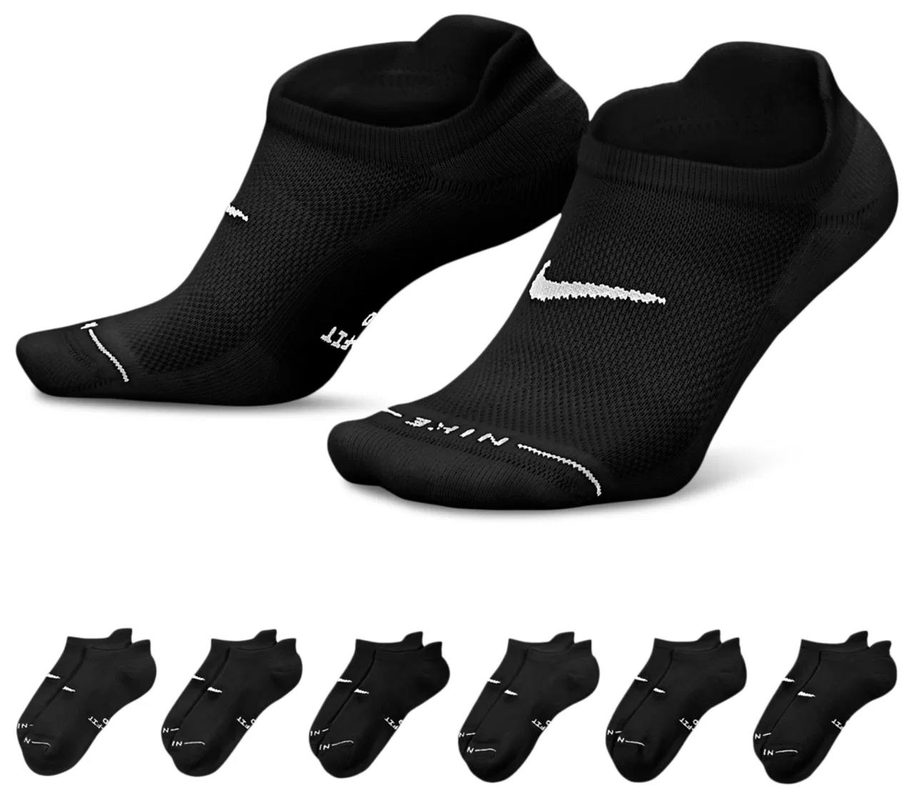 Носки женские Everyday Elevated No Show Nike, черный/белый