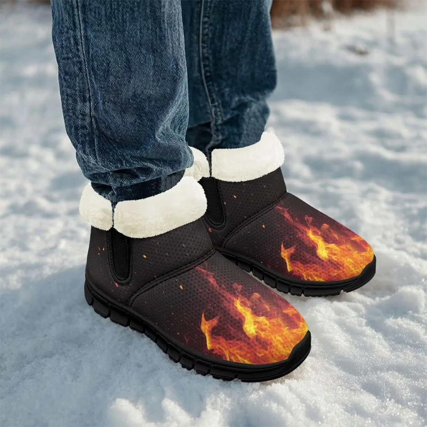 Детские зимние сапоги для мальчиков и девочек с утеплителем Suhoaziia, Fire Flames — фото 2