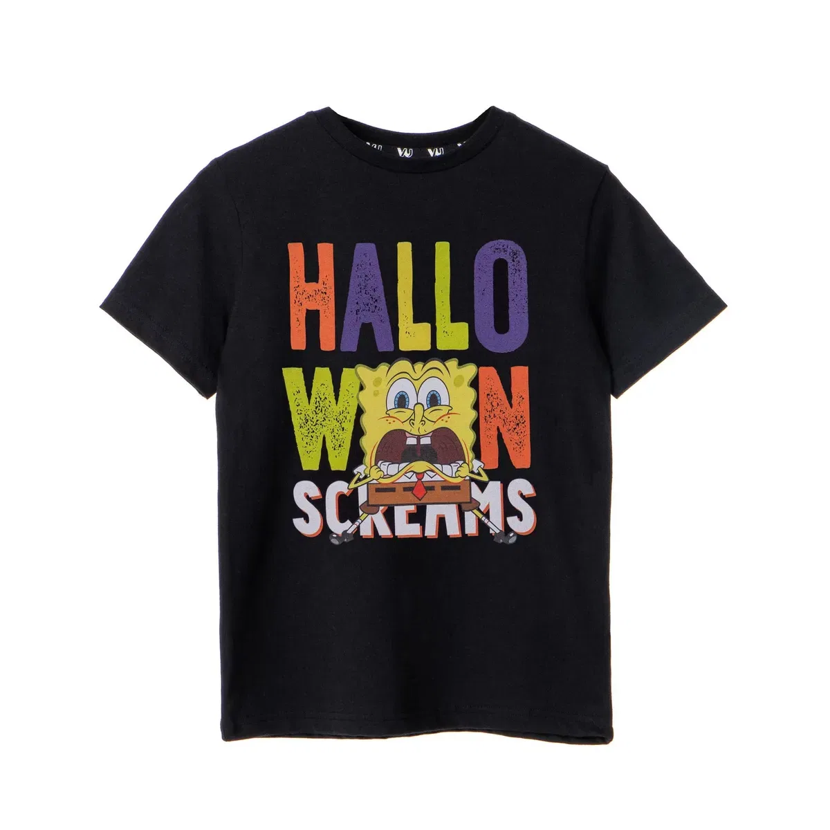 Детская футболка с коротким рукавом Halloween Screams Spongebob Squarepants, Black