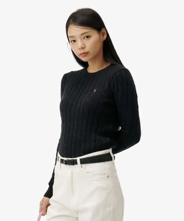 Свитер с V-образным вырезом из хлопка, W, Polo Ralph Lauren, черный — фото 2