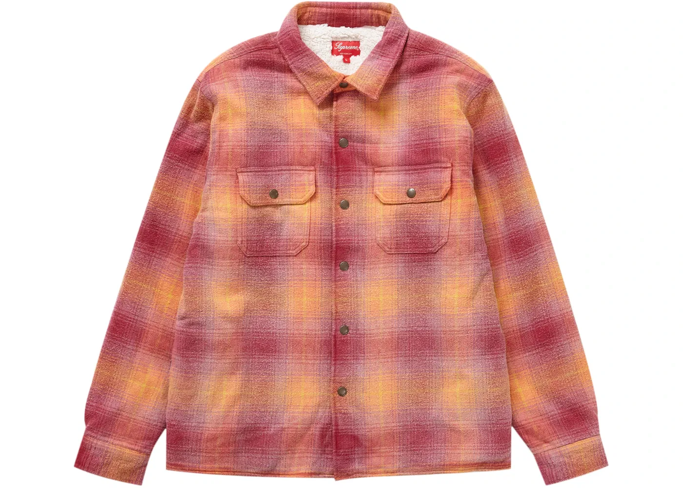 Мужская рубашка с утеплителем из овчины Supreme Shearling Lined Flannel, оранжевый