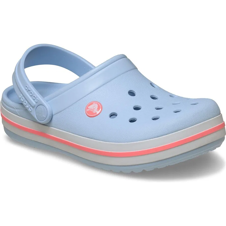 Сабо с ремешком, спортивные, из Croslite, модель Crocband Clog K, Crocs, Blue Frost Guava — фото 3