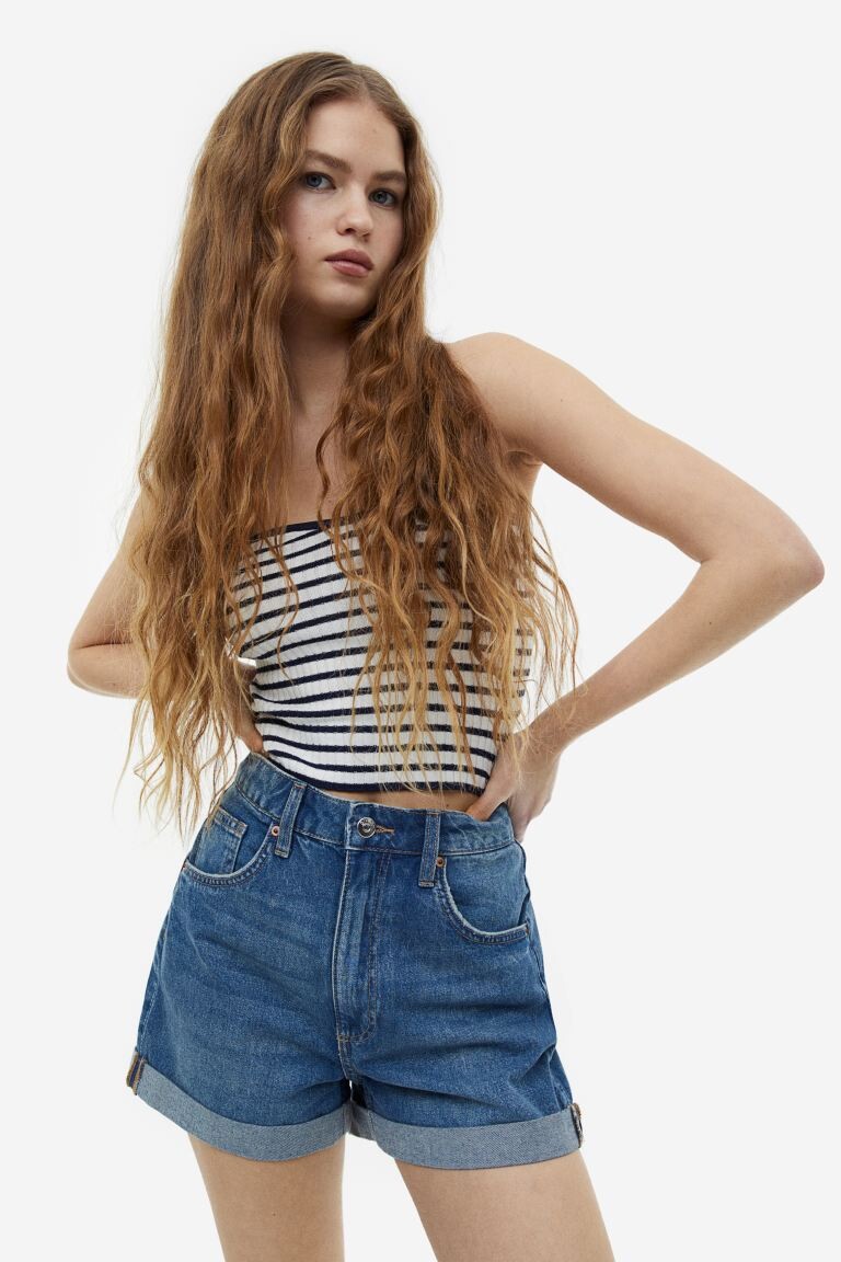 

Джинсовые шорты с высокой талией H&M, джинсовый синий