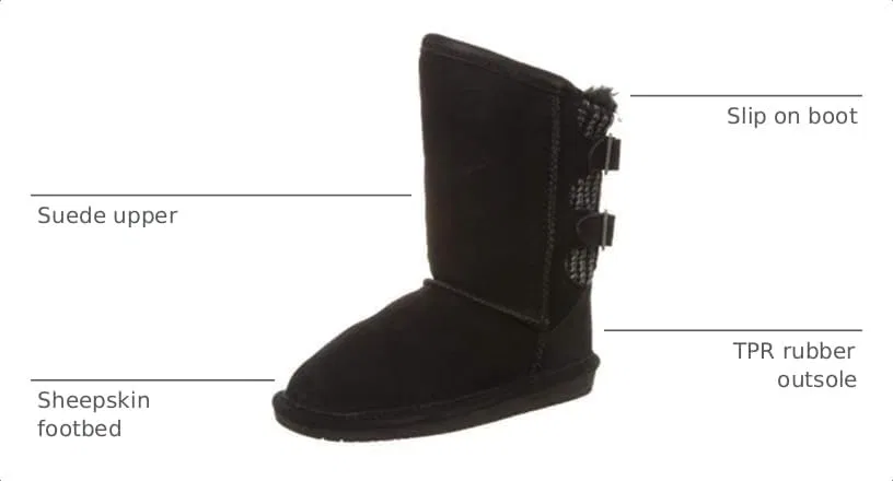 Детские ботинки для девочек с замшевым верхом Boshie BEARPAW, Black — фото 3