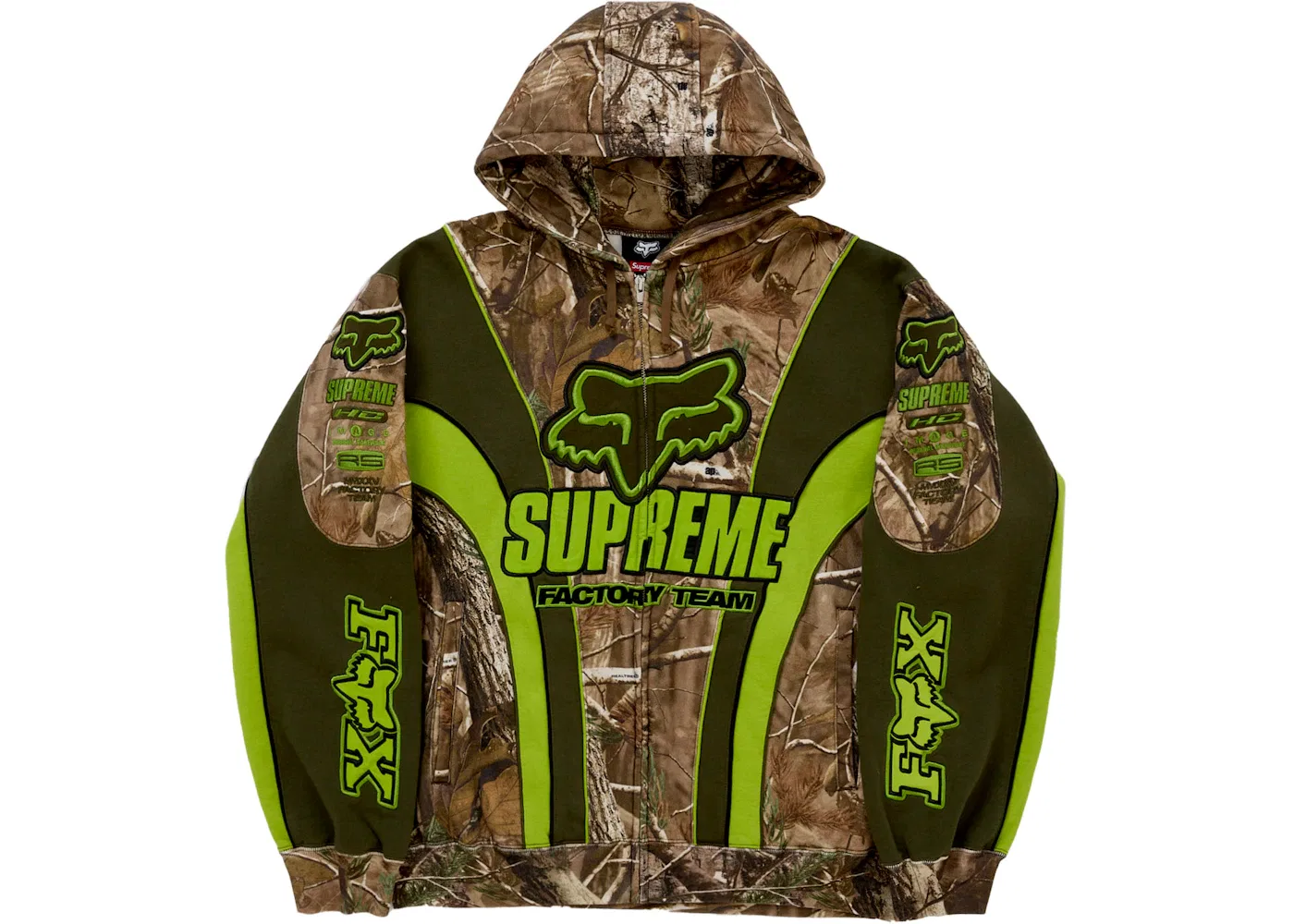 Мужская худи с принтом Supreme Fox Racing Zip Up Hooded Sweatshirt Realtree Hardwoods Camo, Realtree Hardwoods Camo