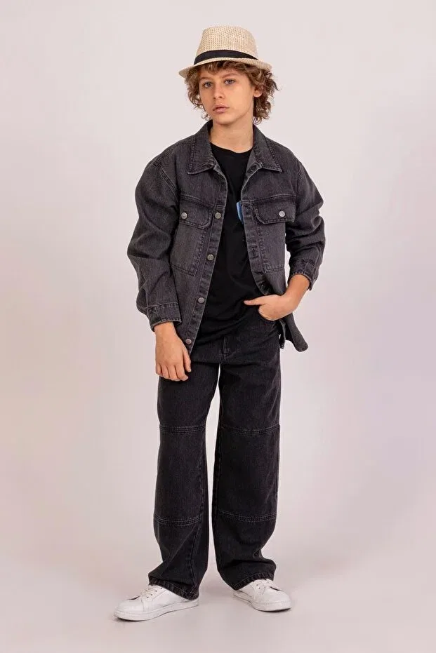 Детская джинсовая куртка для девочек с длинным рукавом Dmb Boys & Girls, Black