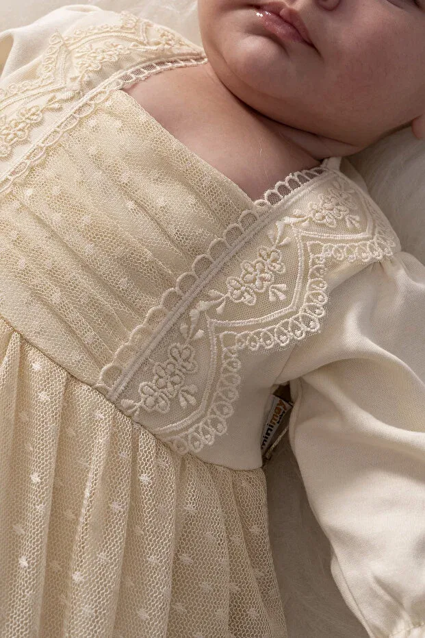 Детское платье для девочек кружевное Melekpare, Beige — фото 2