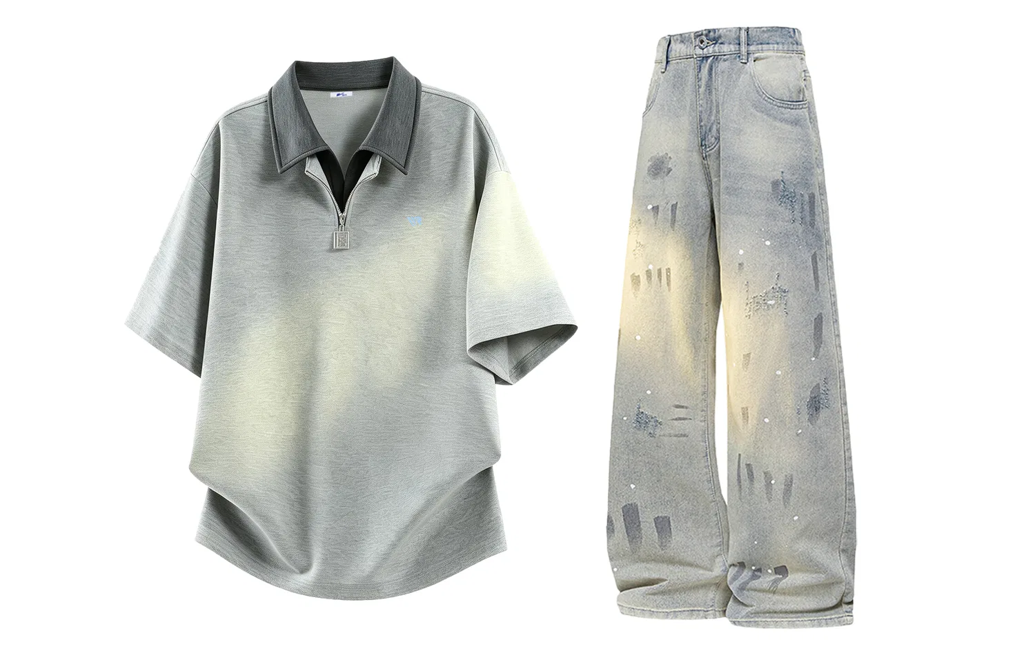 Детский спортивный костюм с отложным воротником Heather Gray+Blue Gray WARRIOR