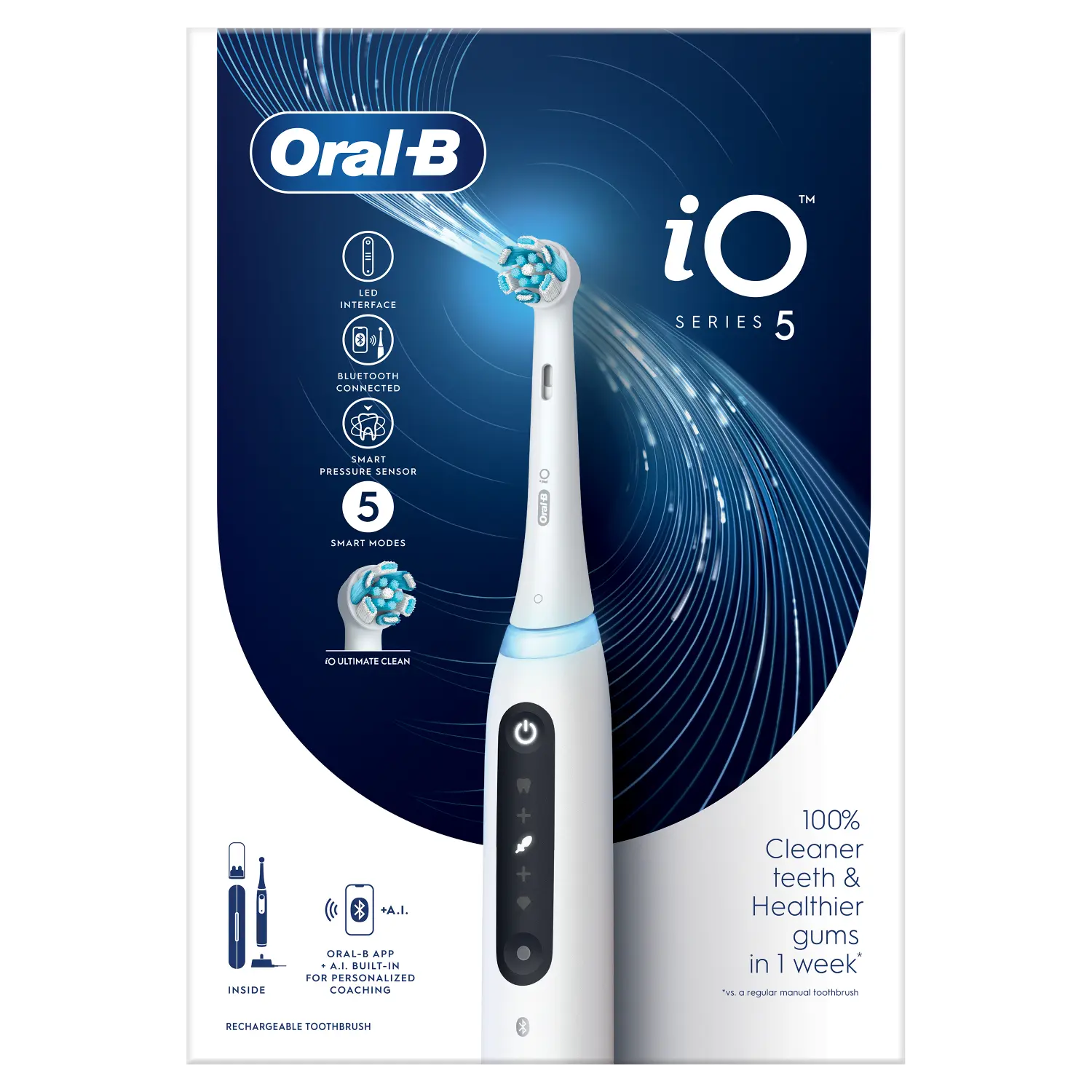 Магнитная зубная щетка Oral-B IO 5 White для чистки зубов, 1 упаковка — фото 4