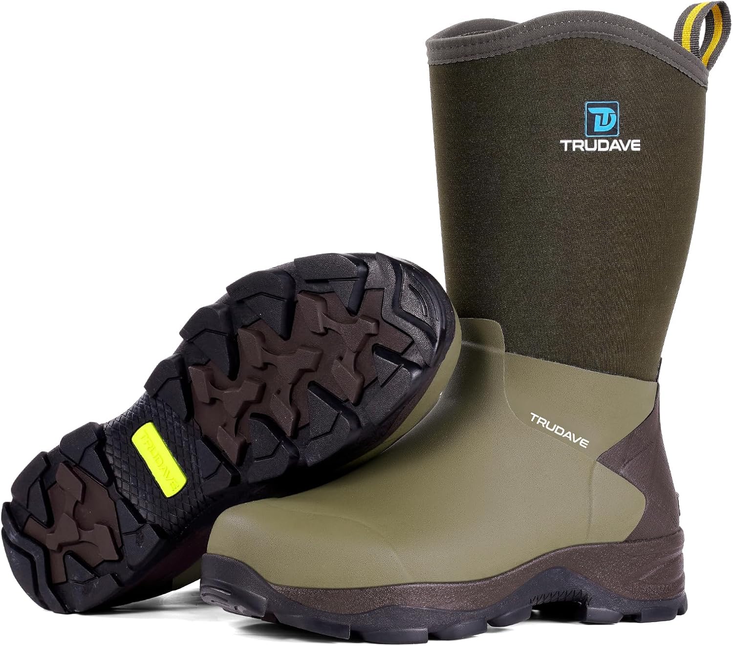 

Резиновые сапоги Trudave для мужчин со стальной стойкой, водонепроницаемые сапоги до середины голени, утепленные неопреном 5,5 мм для работы в грязи и сада, размеры 6-13, зеленый