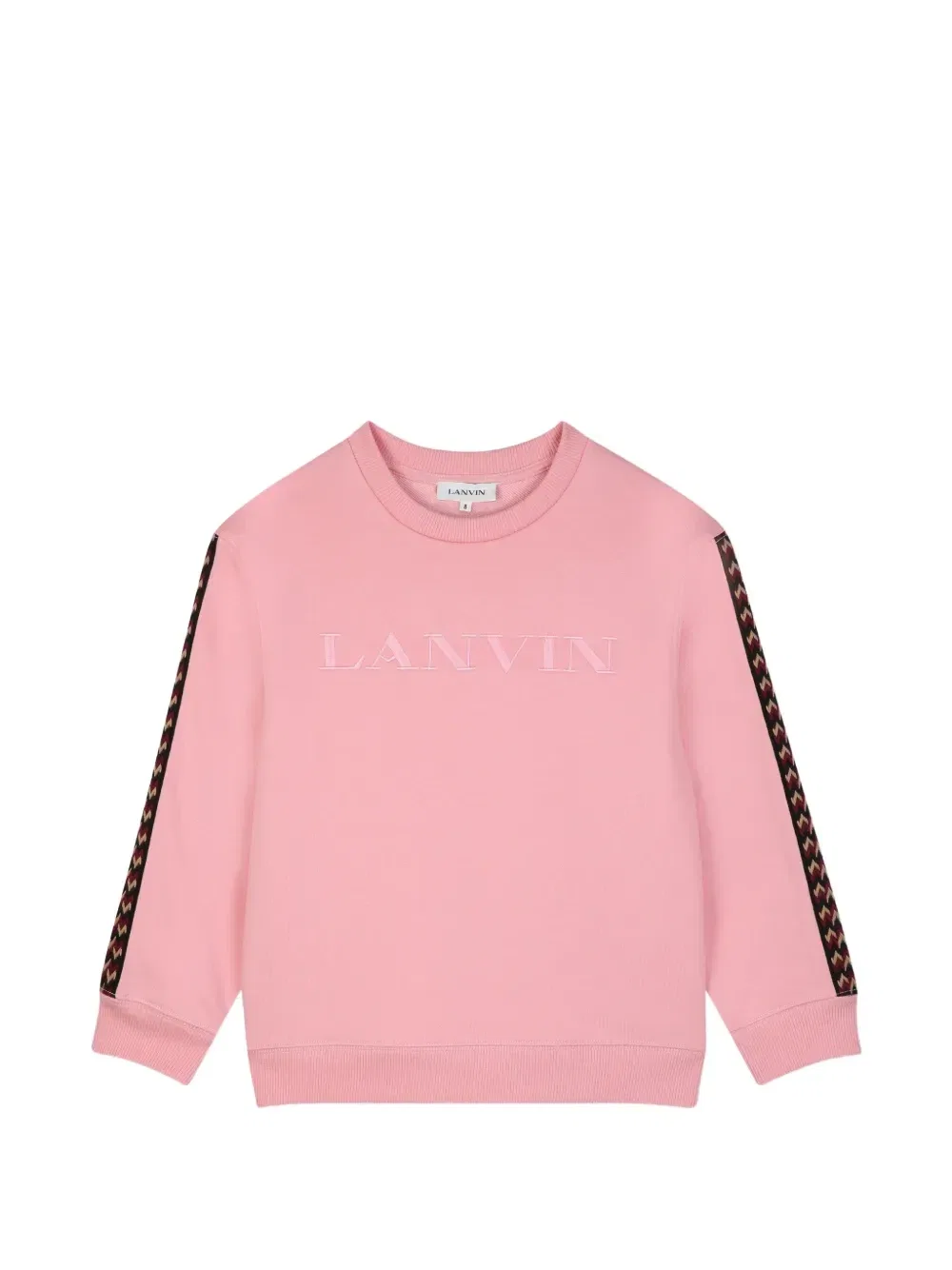 Свитшот со вставками по бокам и вышитым логотипом Lanvin Enfant, розовый