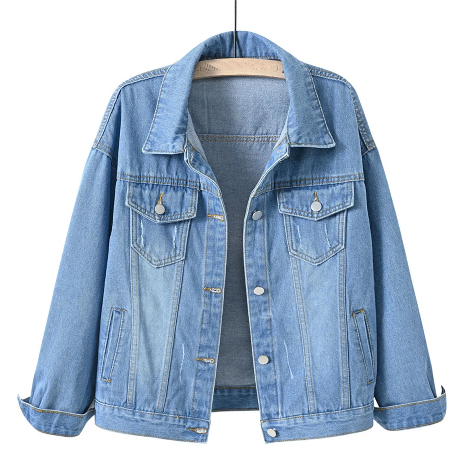 Женская джинсовая куртка с коротким рукавом 3/4, In denim chiaro — фото 3