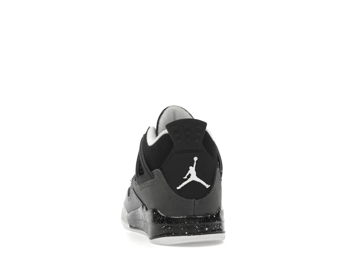 Детские кроссовки для мальчиков высокие с принтом Jordan 4 Retro Fear, Black/White/Anthracite/Black/Pure Platinum — фото 4