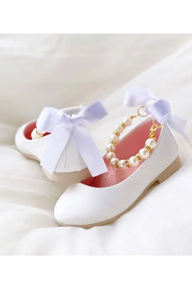 Детские балетки для девочек с жемчугом Shr Kids, Off White