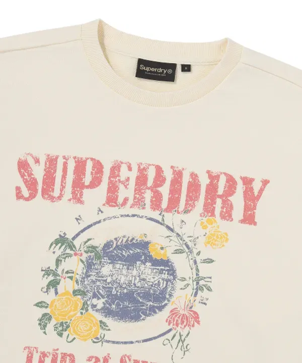 Свитшот с цветочным принтом, Superdry, кремовый — фото 3
