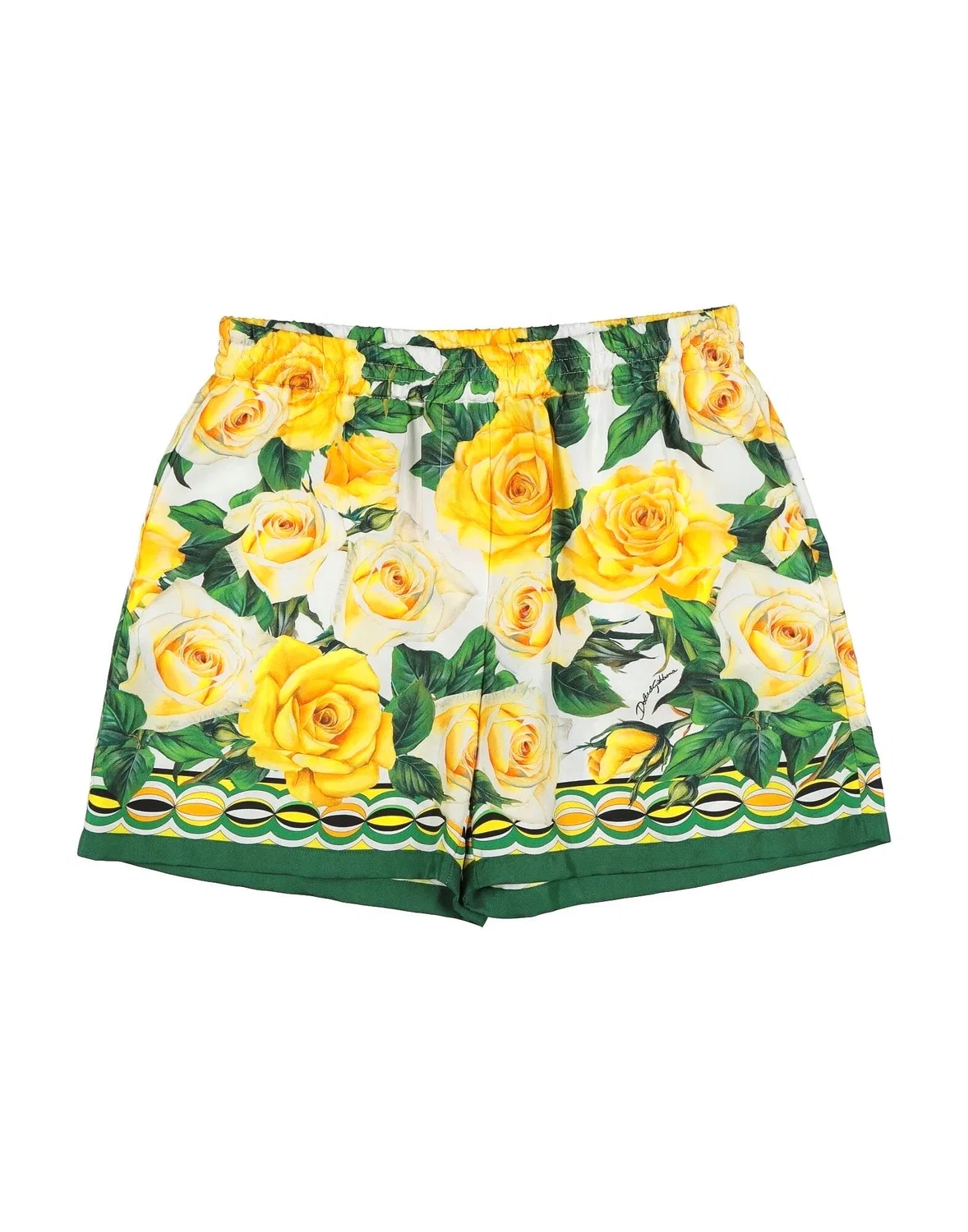 Детские шорты для девочек сатиновые с принтом Dolce&Gabbana, зеленый