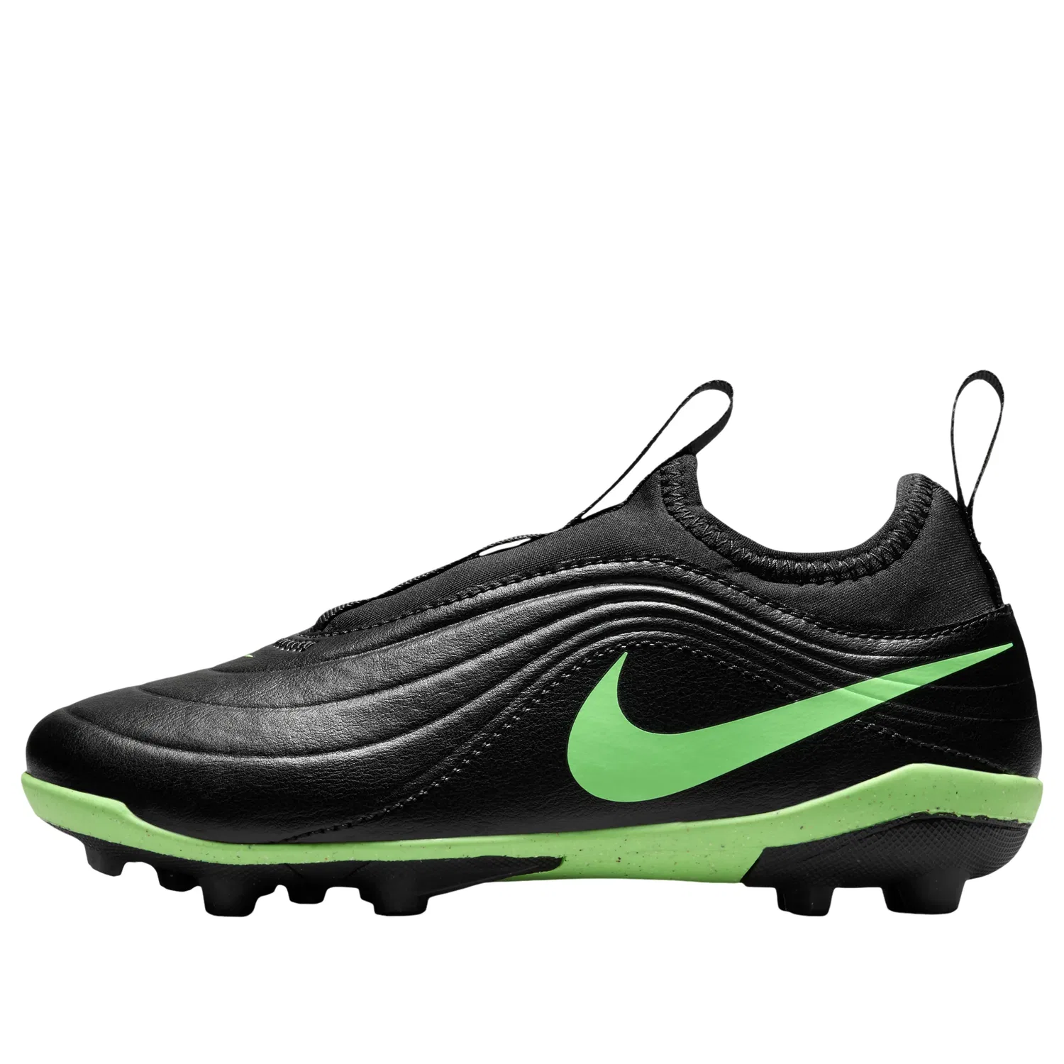 Детские кроссовки с кожаным верхом Jr. Tiempo Maestro Club Flex 'Black Illusion Green' Nike, Black/Illusion Green